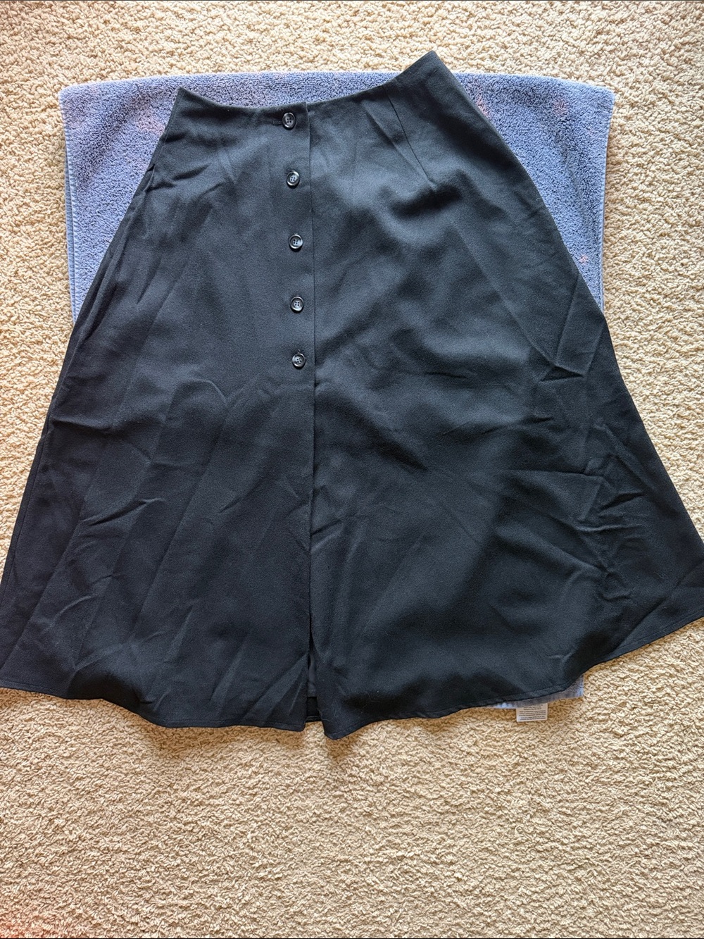 Women's Black Button-Front A-Line Skirt